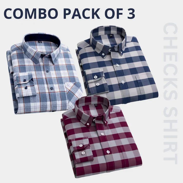 Men’s Premium Check Shirt High Quality Combo Pack of 3