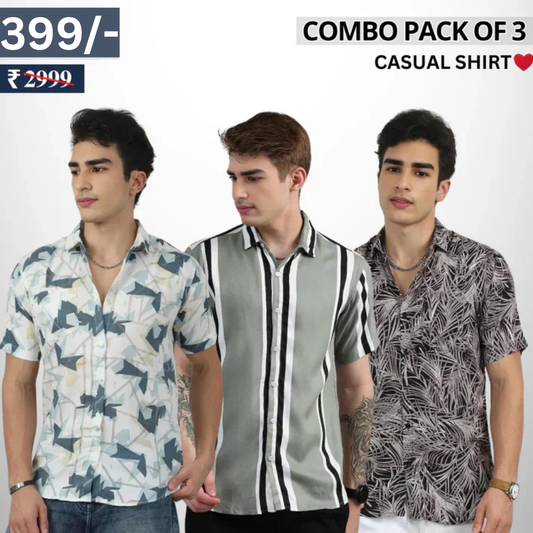Pack Of 3 Trendy Half Sleeve Shirts – Men’s Casual Wear