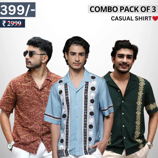Pack Of 3 Trendy Half Sleeve Shirts – Men’s Casual Wear