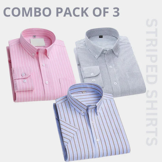 Premium Full Sleeves Striped Shirt 100% High Quality Combo Pack Of 3