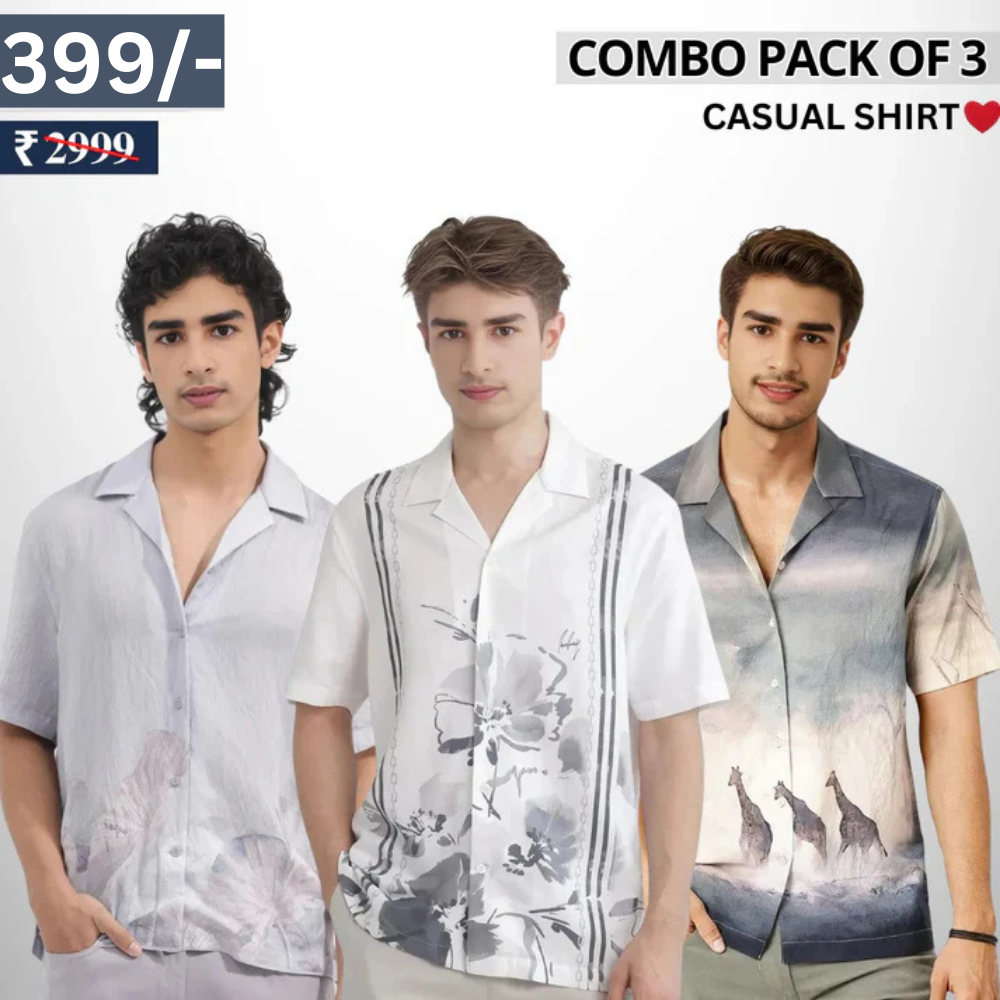Pack Of 3 Trendy Half Sleeve Shirts – Men’s Casual Wear