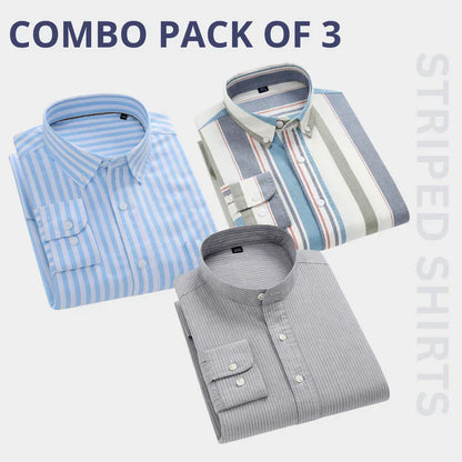 Premium Full Sleeves Striped Shirt 100% High Quality Combo Pack Of 3