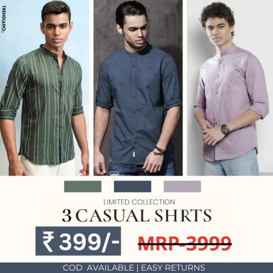 Stylish Branded Casual Shirts with Full Sleeves and Chinese Collar