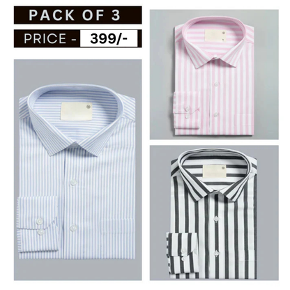 Combo Pack of 3 Men’s Formal Shirts – Stylish & Versatile Collection