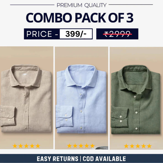 Combo Pack of 3 Men’s Formal Shirts – Stylish & Versatile Collection