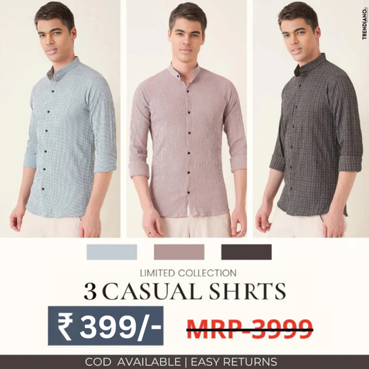 Stylish Branded Casual Shirts with Full Sleeves and Chinese Collar