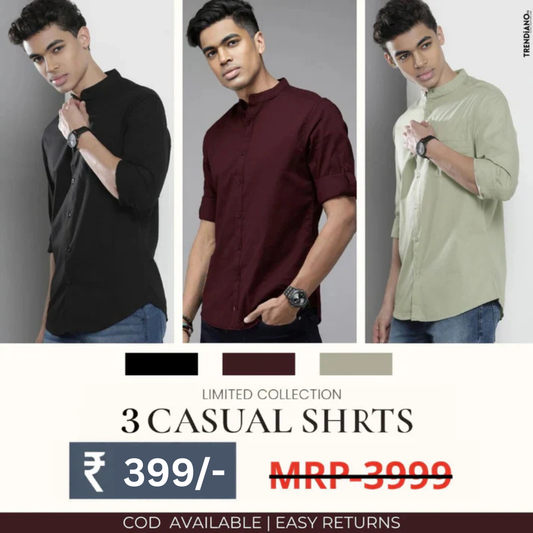 Stylish Branded Casual Shirts with Full Sleeves and Chinese Collar