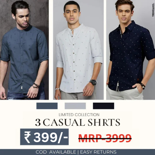 Stylish Branded Casual Shirts with Full Sleeves and Chinese Collar