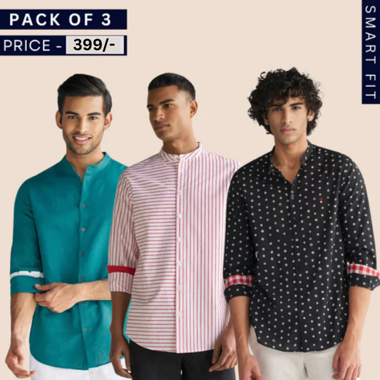 Stylish Branded Casual Shirts with Full Sleeves and Chinese Collar