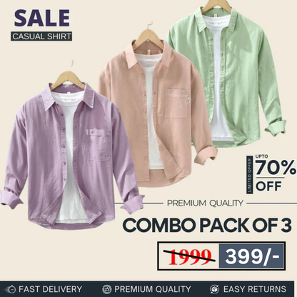 Combo Pack 3 Sets of Men’s Casual Cotton Shirt