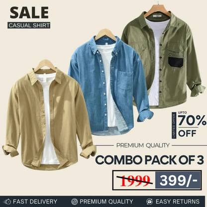 Combo Pack 3 Sets of Men’s Casual Cotton Shirt