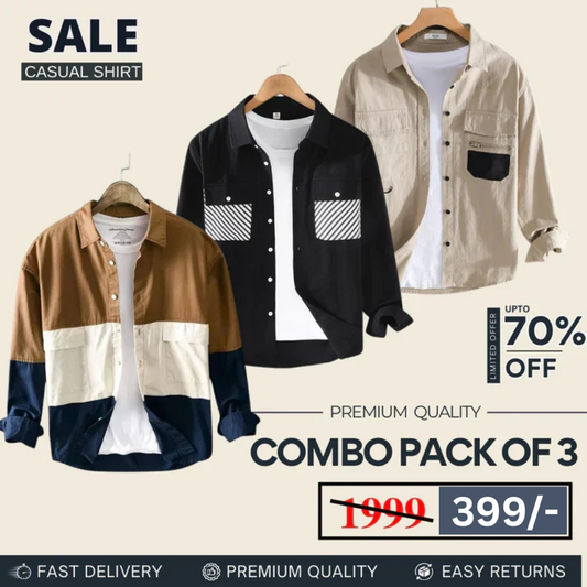 Combo Pack 3 Sets of Men’s Casual Cotton Shirt
