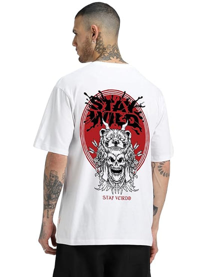 Combo Pack Of 3 -100% Pure Cotton Oversized Baggy Fit Half Sleeve Printed Round Neck Multicolor Drop Shoulder T-Shirt for Men & Boys