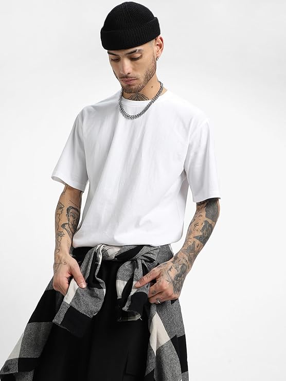 Combo Pack Of 3 -100% Pure Cotton Oversized Baggy Fit Half Sleeve Printed Round Neck Multicolor Drop Shoulder T-Shirt for Men & Boys