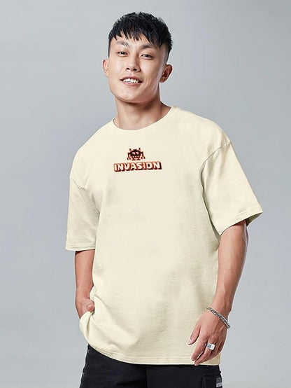 Combo Pack Of 3 -100% Pure Cotton Oversized Baggy Fit Half Sleeve Printed Round Neck Multicolor Drop Shoulder T-Shirt for Men & Boys