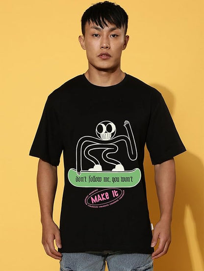 Combo Pack Of 3 -100% Pure Cotton Oversized Baggy Fit Half Sleeve Printed Round Neck Multicolor Drop Shoulder T-Shirt for Men & Boys