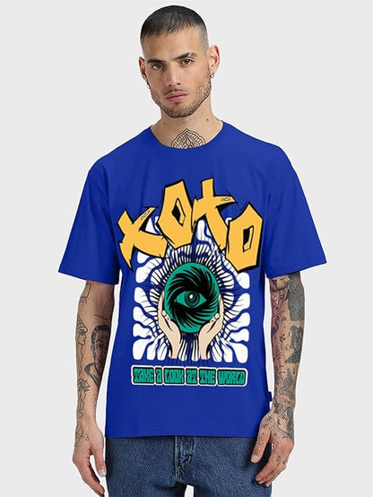 Combo Pack Of 3 -100% Pure Cotton Oversized Baggy Fit Half Sleeve Printed Round Neck Multicolor Drop Shoulder T-Shirt for Men & Boys