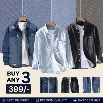 Casual Denim Shirt For Men (Pack of 3)