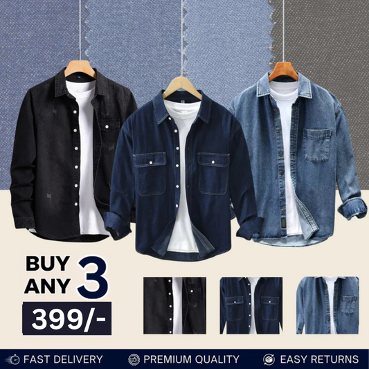 Casual Denim Shirt For Men (Pack of 3)