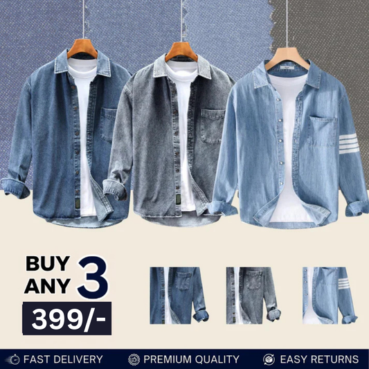 Casual Denim Shirt For Men (Pack of 3)