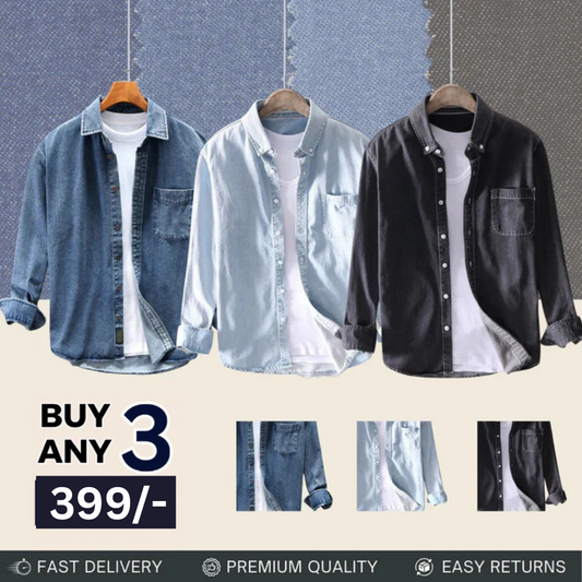 Casual Denim Shirt For Men (Pack of 3)
