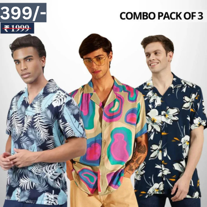 Pack Of 3 Trendy Print Half Sleeve Shirts – Men’s Casual Wear